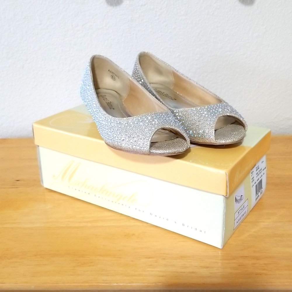 Davids Bridal low wedge Bling wedding prom shoes